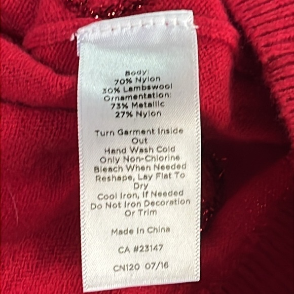 Talbots Tinsel-Dot Bateau Neck Sweater Red Size Medium Lambswool Blend Holiday - Picture 10 of 13